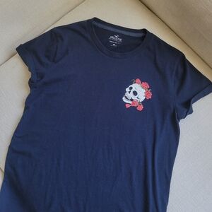 Hollister Kids Dark Blue Tee with Skull and Roses